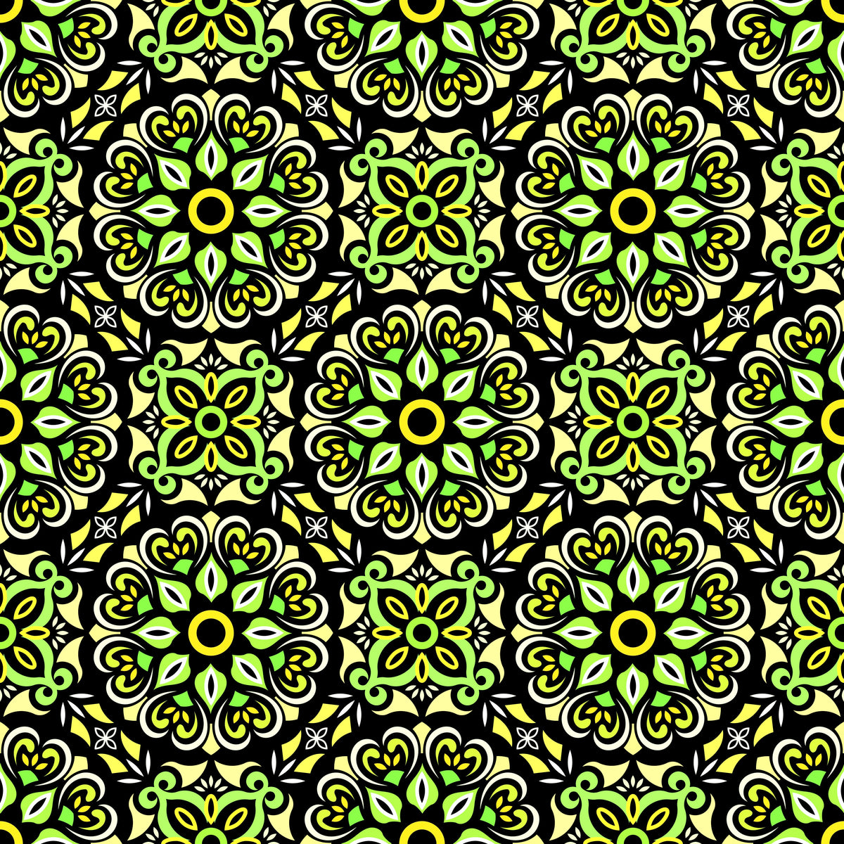 Green - Yellow Mandala Fabric - 206