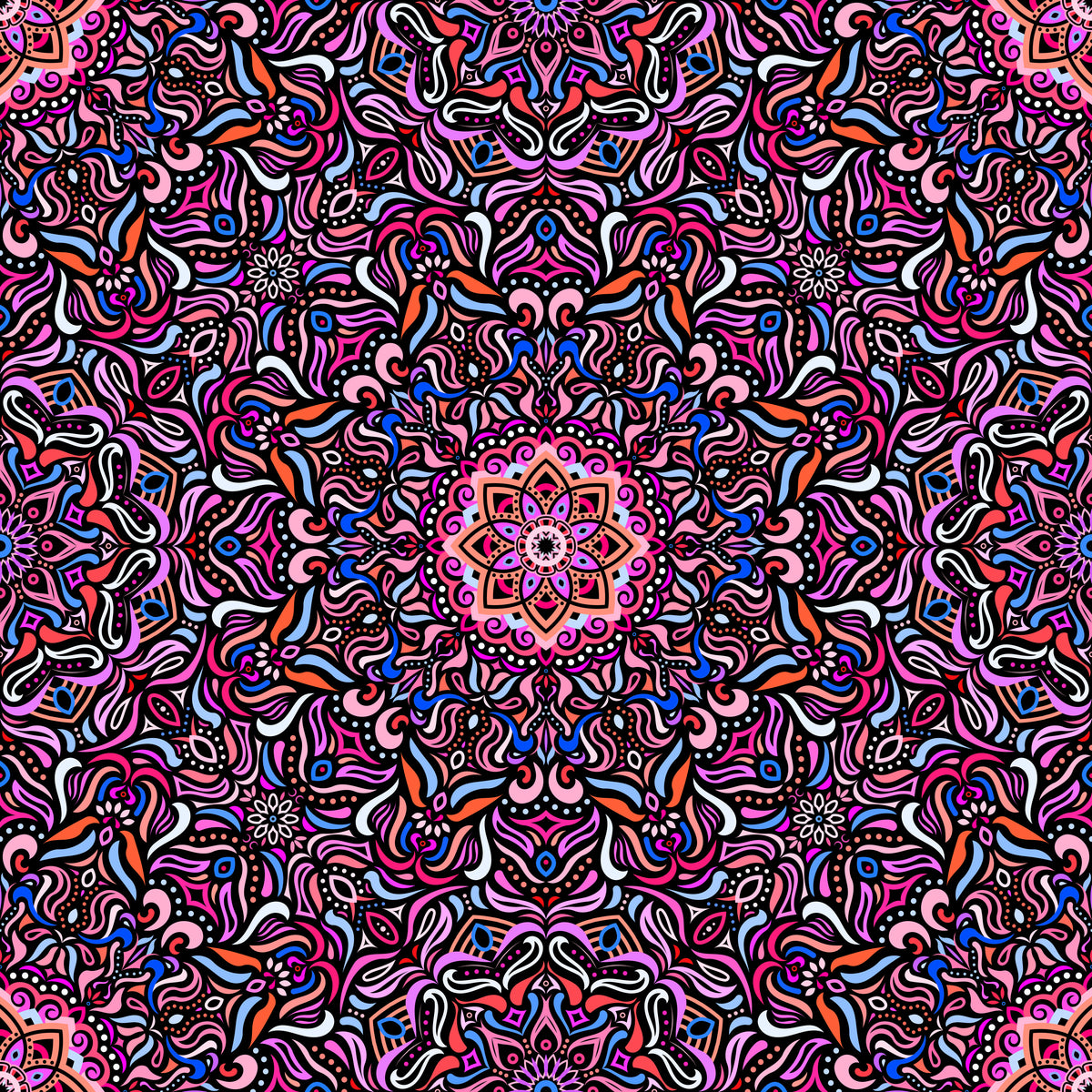 Pink - Blue - Orange Mandala Fabric 2009.1