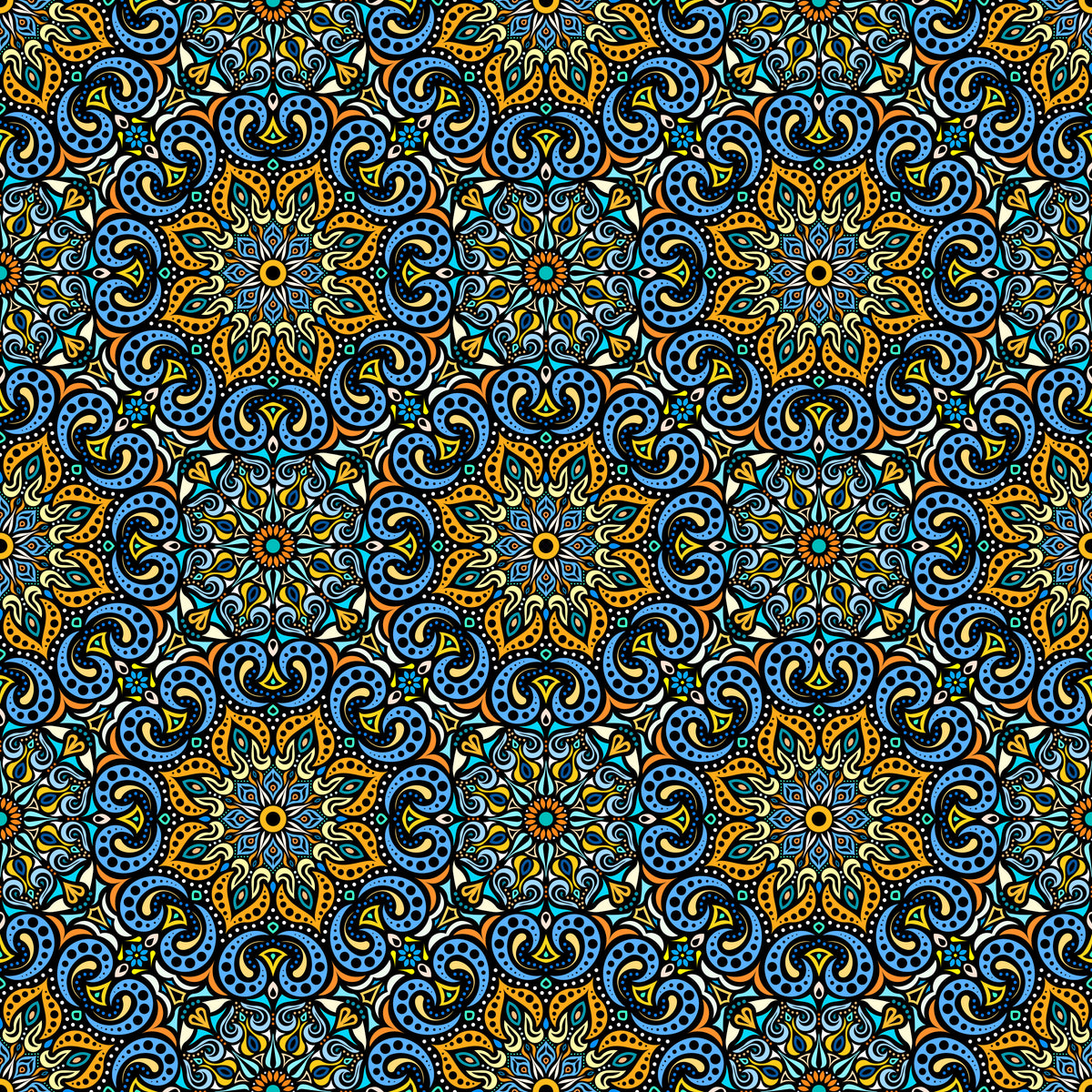 Yellow - Blue Mandala Fabric 2007.3