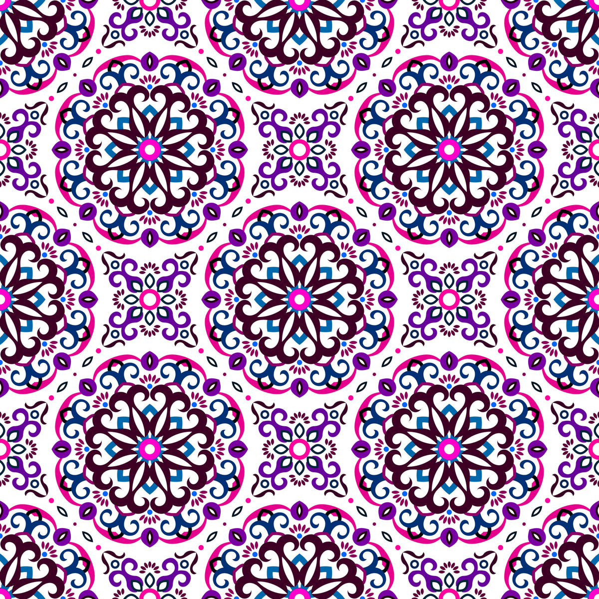 Pink - Purple - Blue Mandala Fabric - 188i