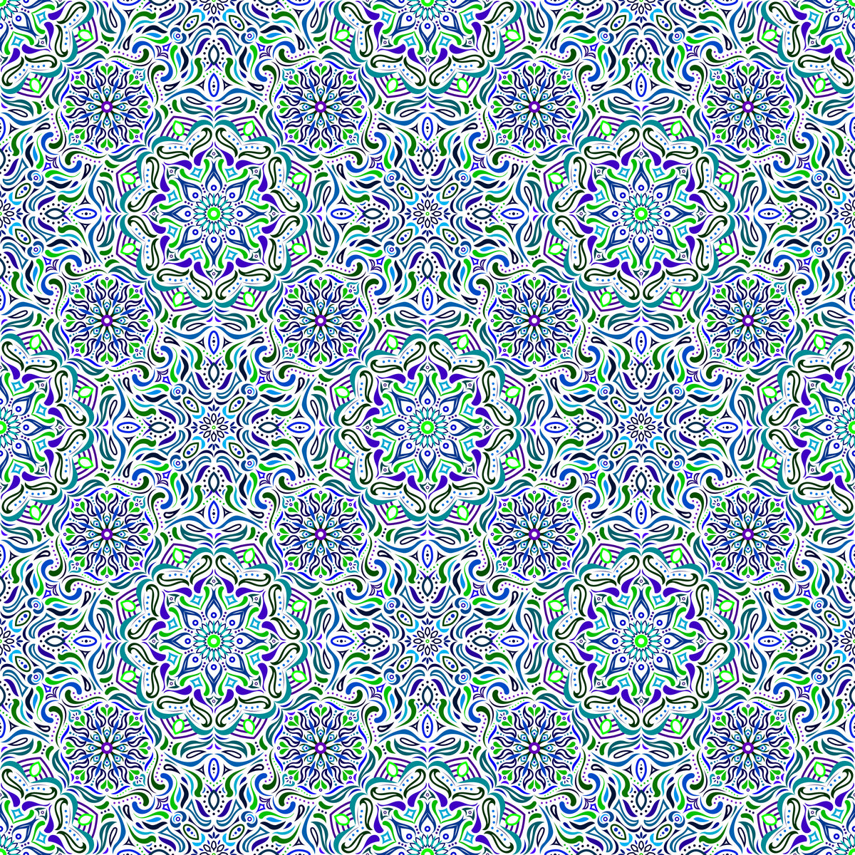 Green - Blue - Turquoise Mandala Fabric 2009.4i