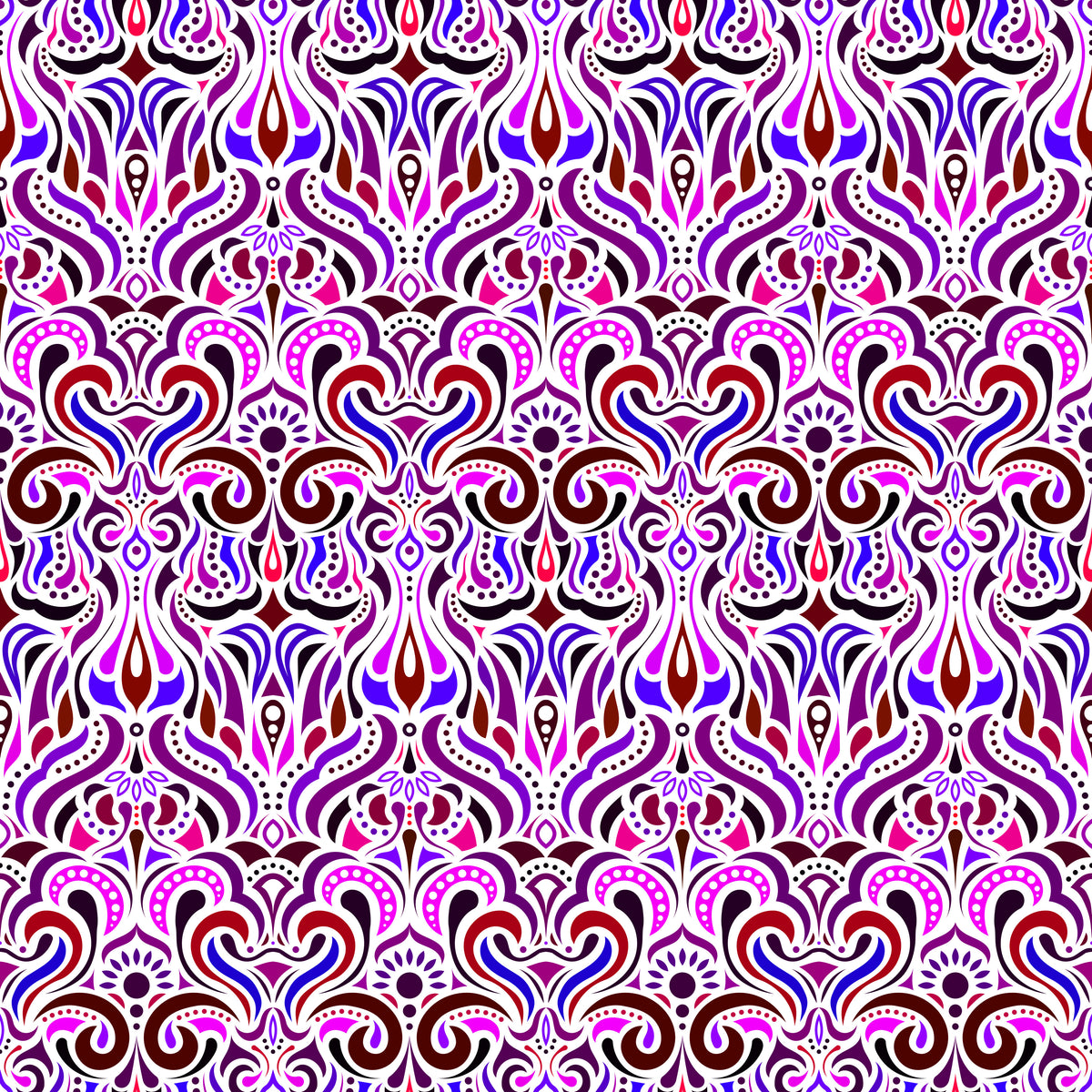 Pink - Purple - Red Abstract Doodle Fabric 1012i