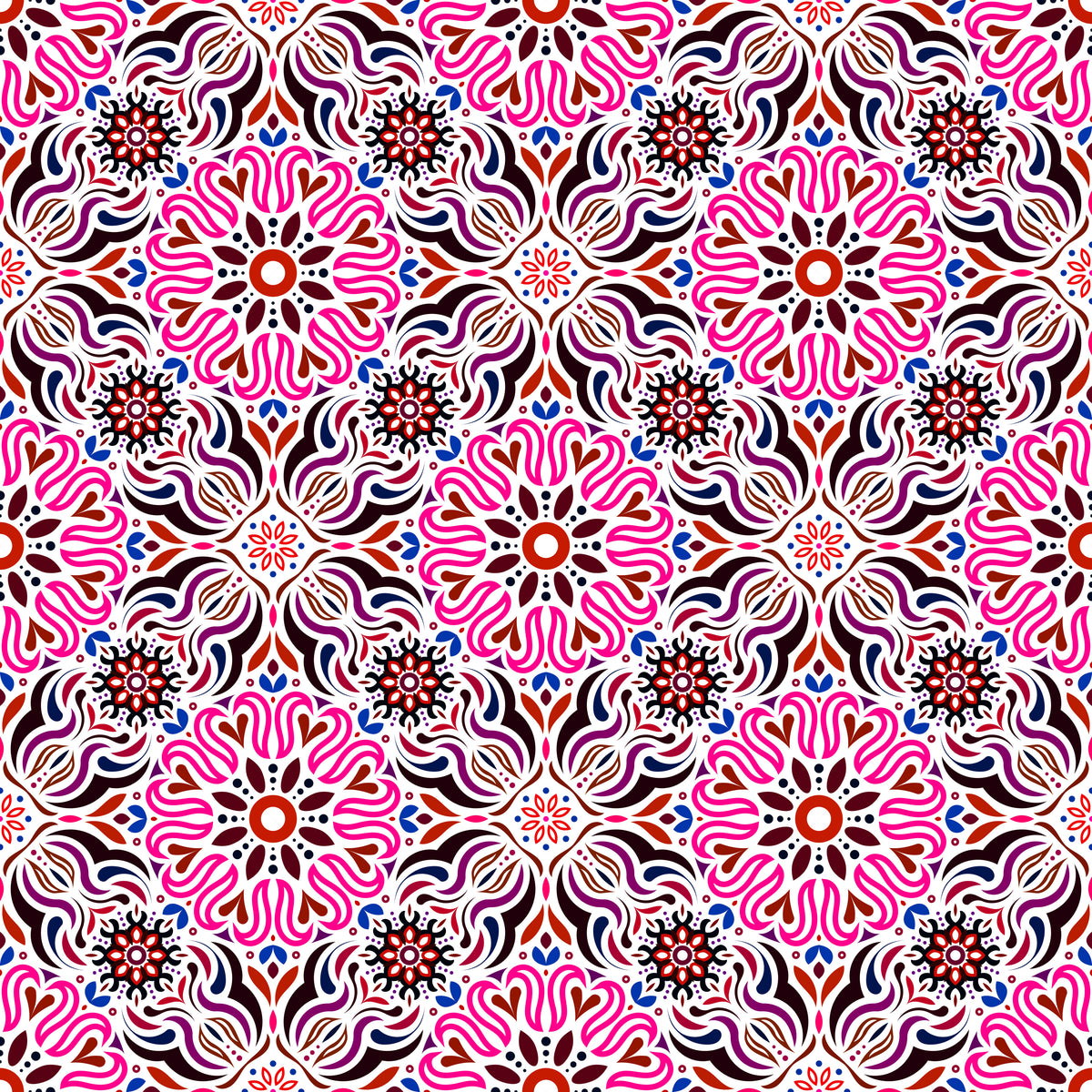 Red - Purple - Blue Mandala Fabric 2009.2i