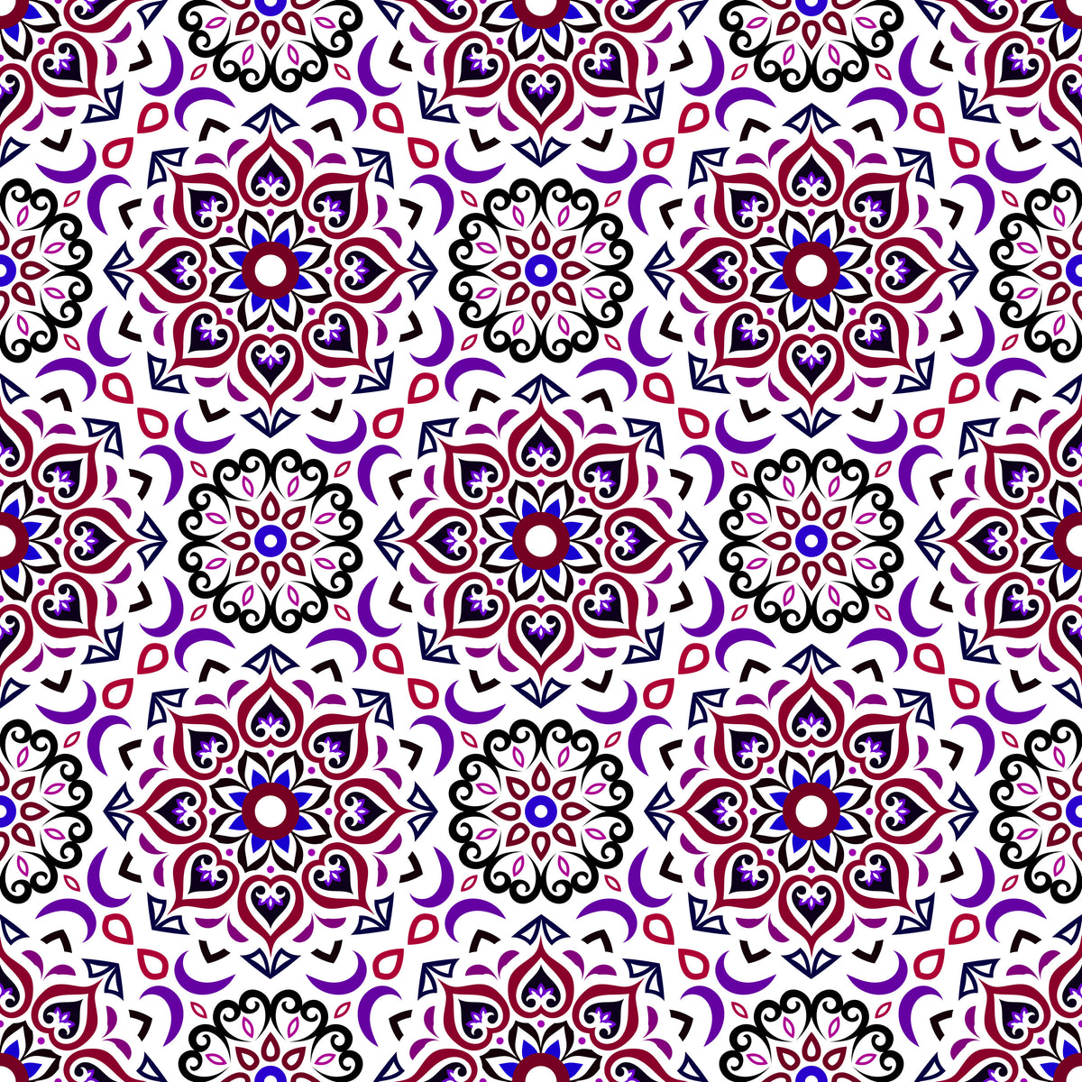 Purple - Red - Blue Mandala Fabric - 213i