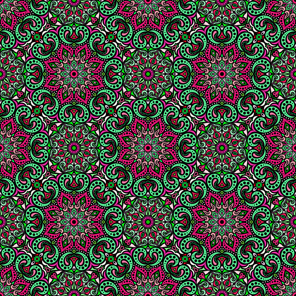 Green - Red Mandala Fabric 2007.3