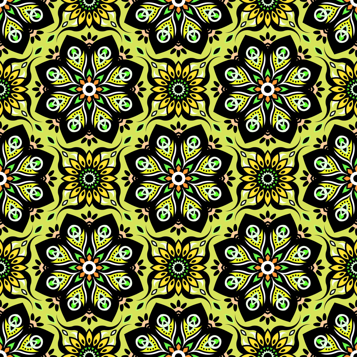 Yellow - Green - Orange Mandala Fabric - 236