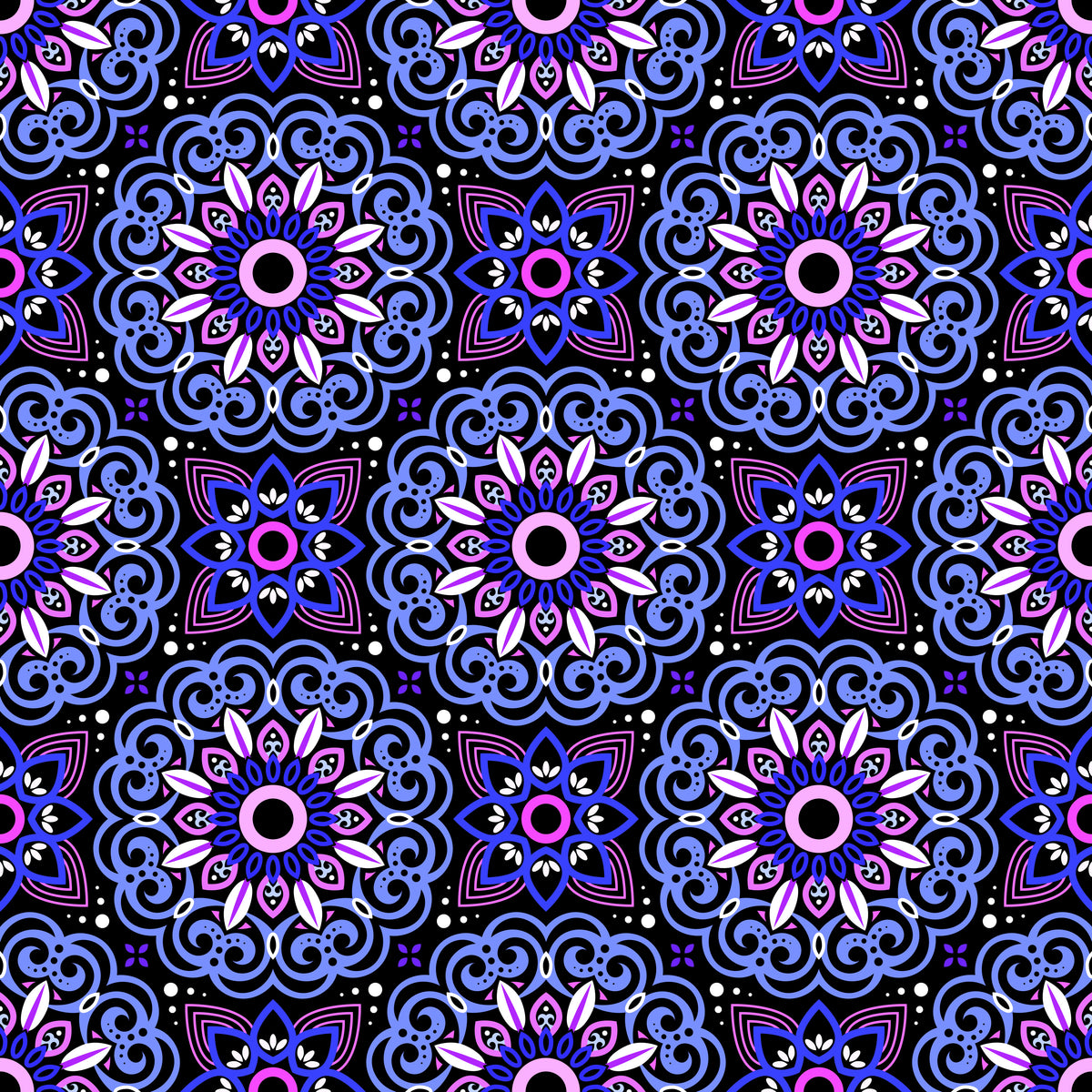 Blue - Purple Mandala Fabric - 149