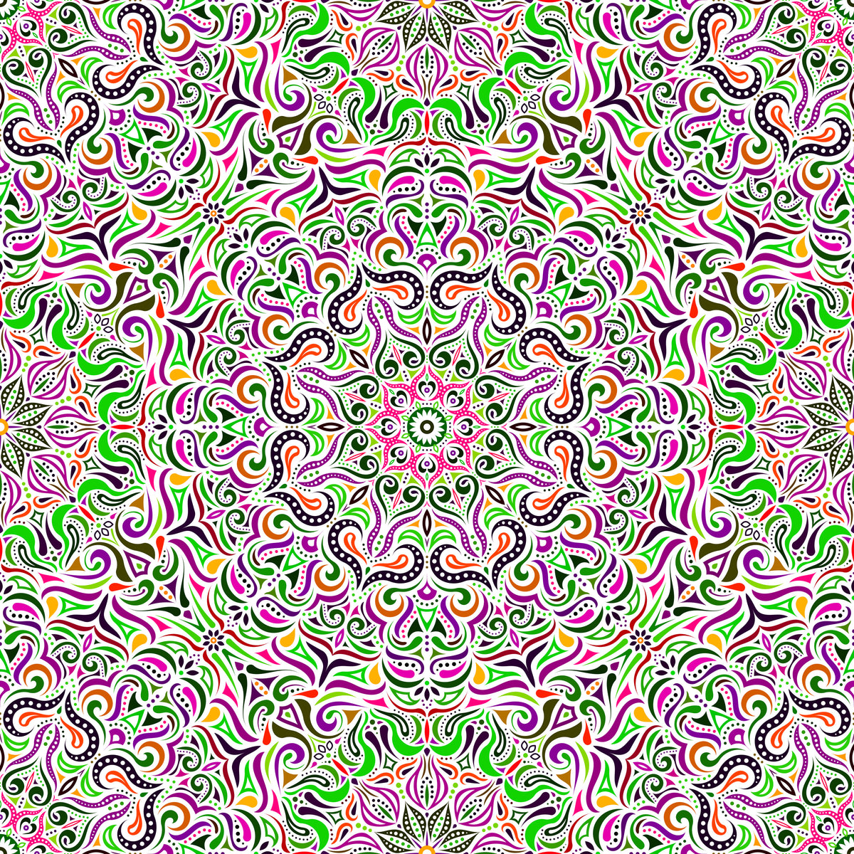 Green - Purple - Pink - Orange Mandala Fabric 2006.3i