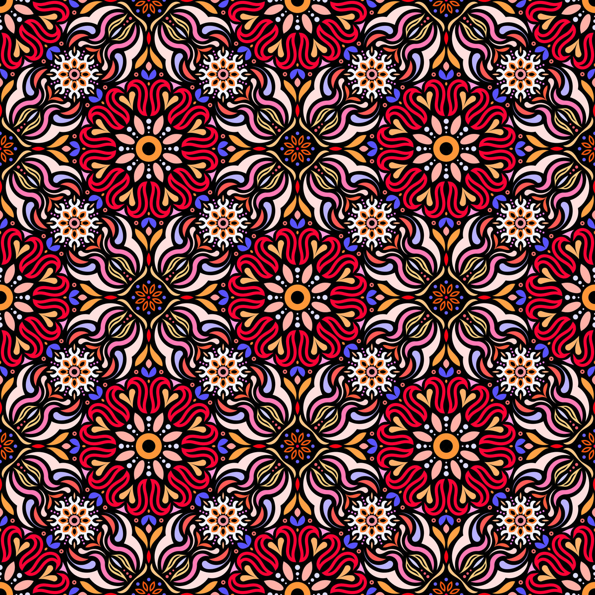 Red - Yellow - Blue Mandala Fabric 2009.2