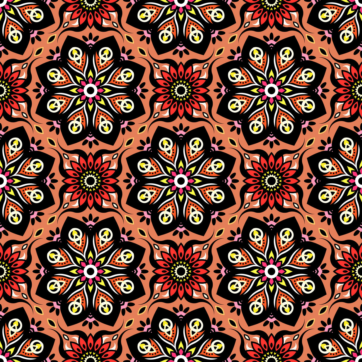 Orange - Yellow - Red Mandala Fabric - 236