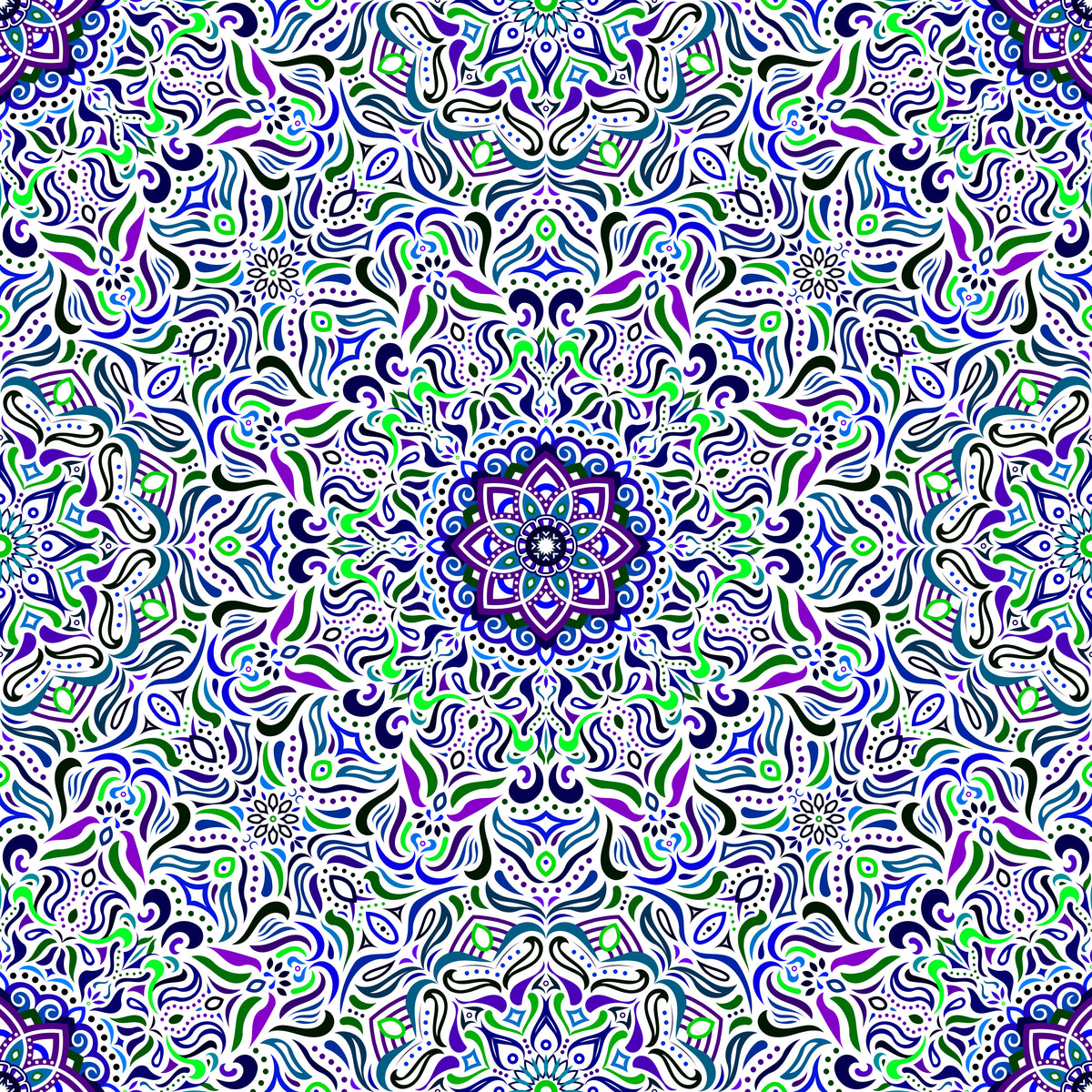 Blue - Green - Purple Mandala Fabric 2009.1i