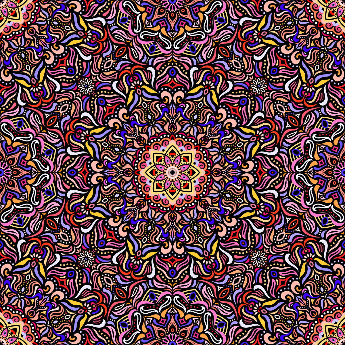 Red - Blue - Yellow Mandala Fabric 2009.1