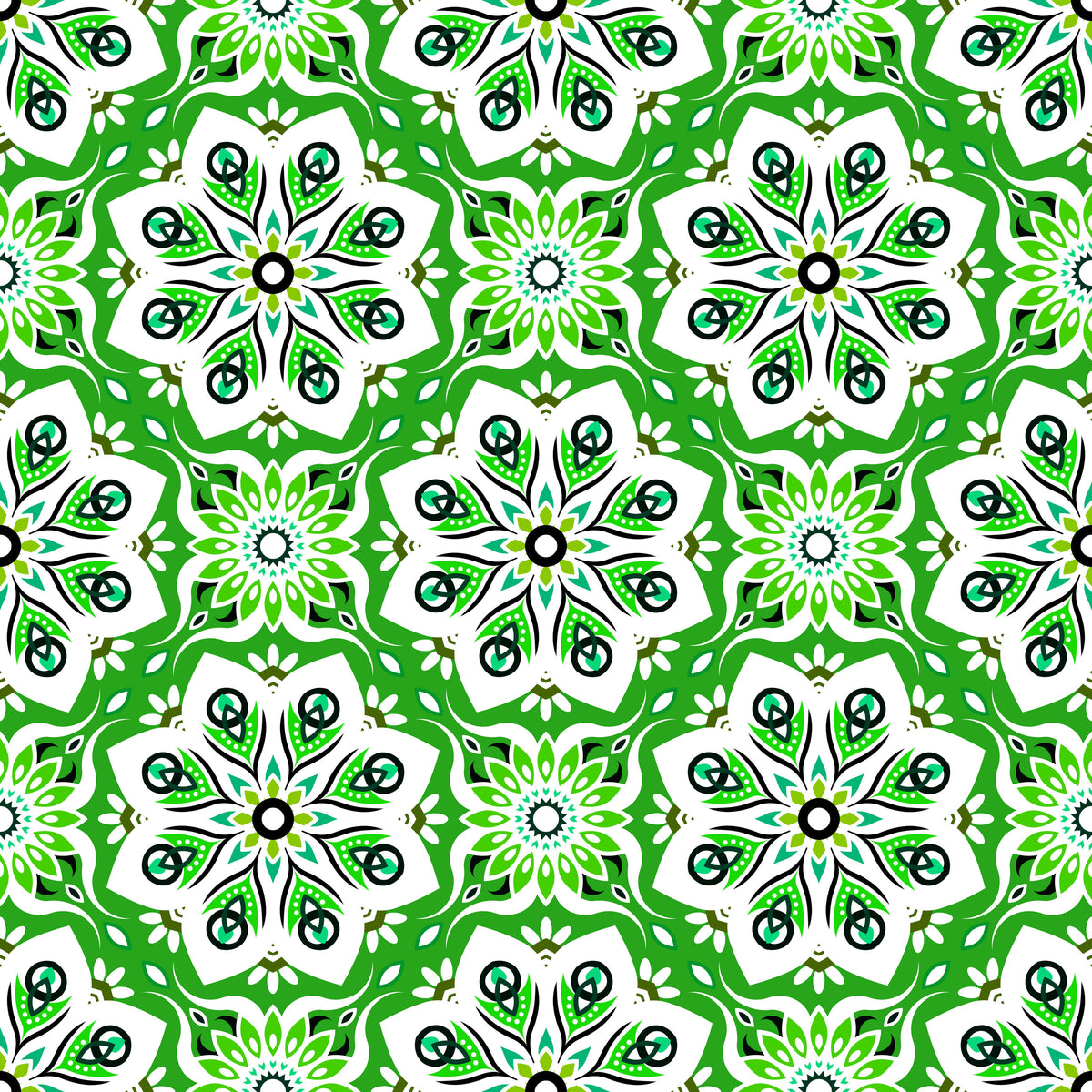 Green - Turquoise Mandala Fabric - 236i