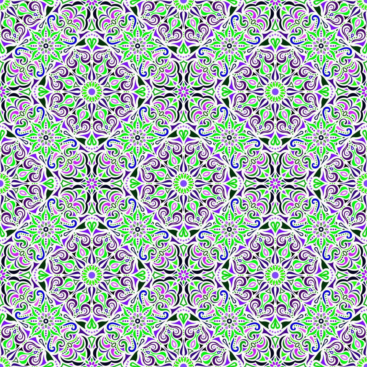 Green - Purple Mandala Fabric 2007.2i
