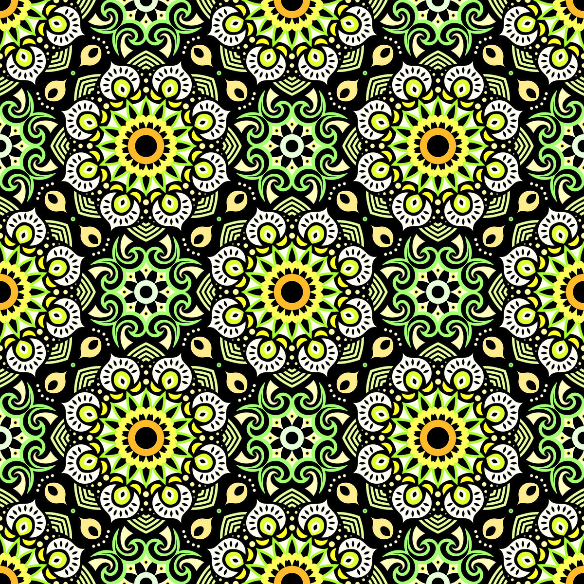 Yellow - Green Mandala Fabric - 193