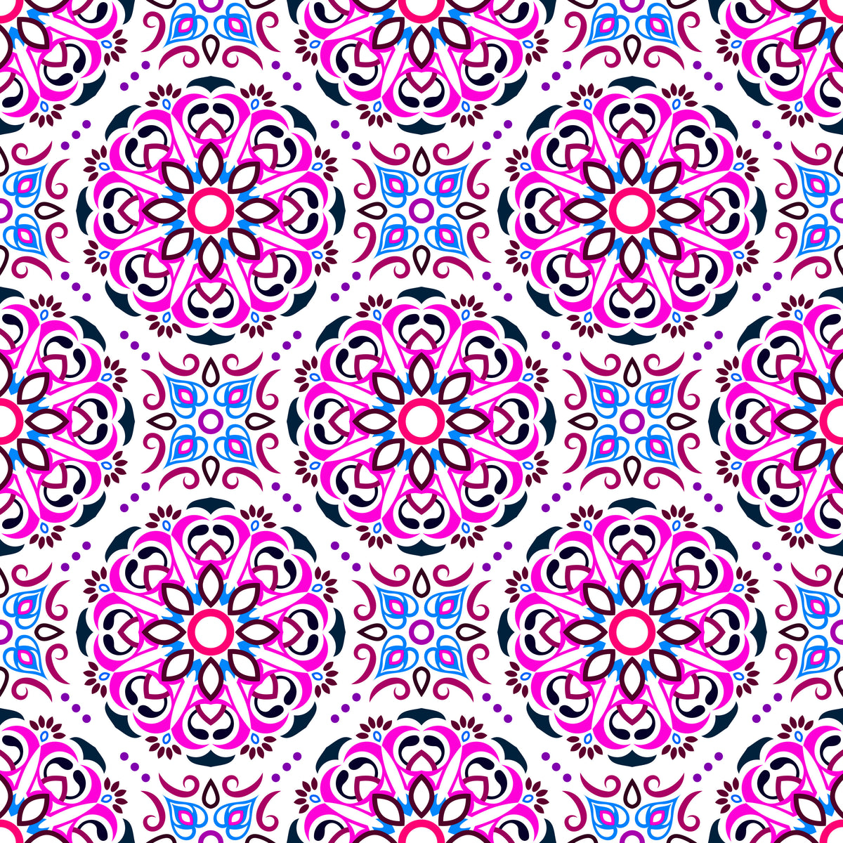Pink - Blue - Purple Mandala Fabric - 160i