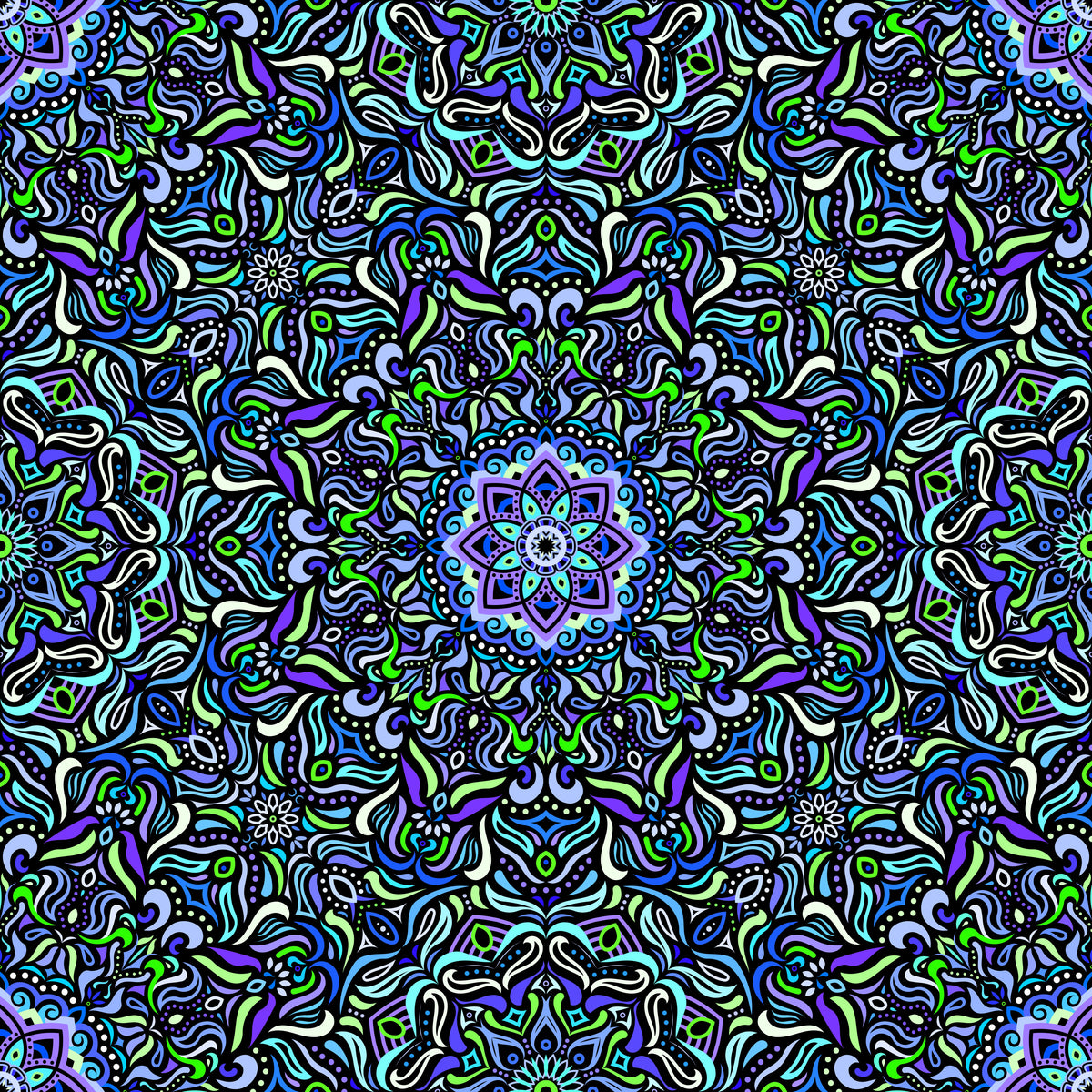 Blue - Turquoise - Green Mandala Fabric 2009.1