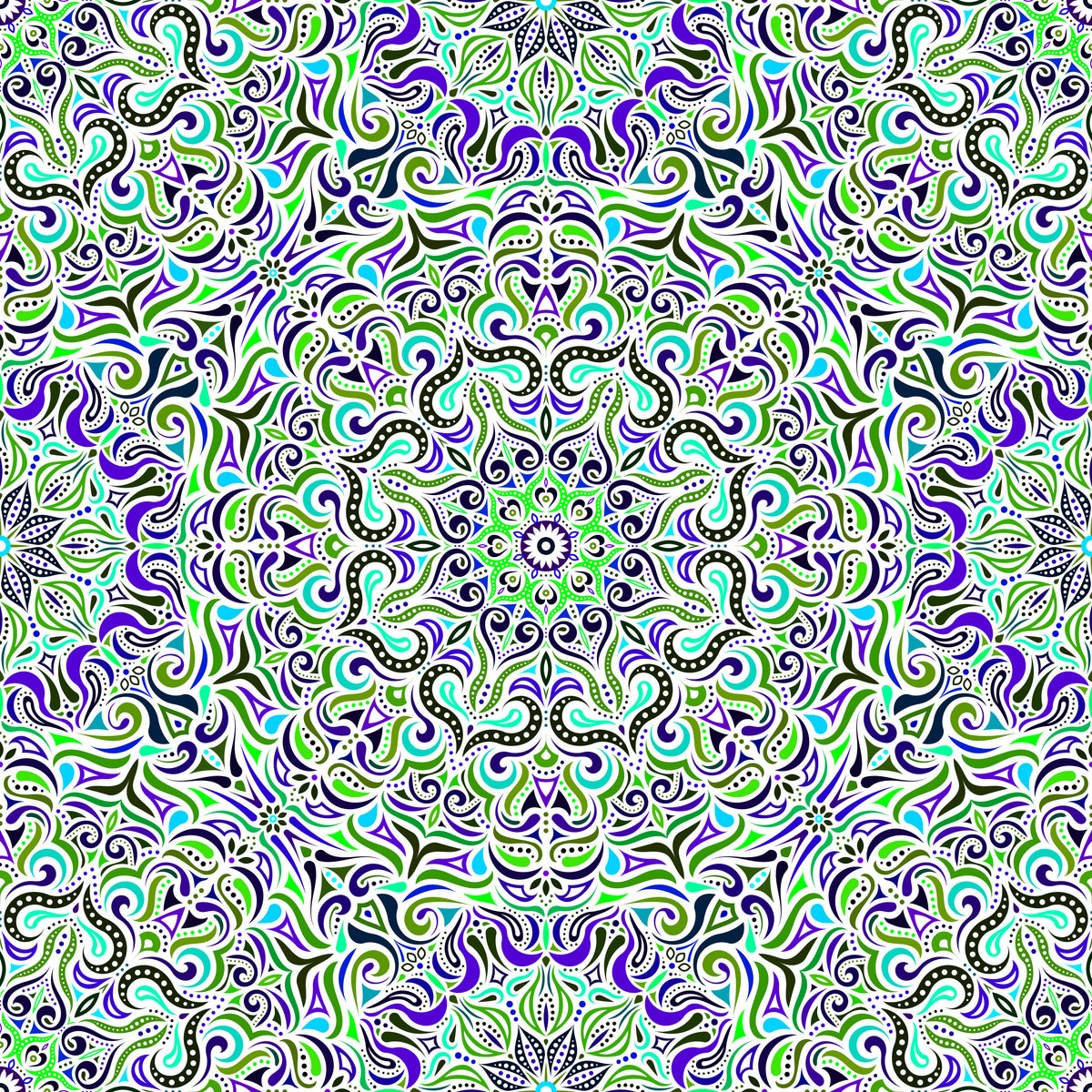 Green - Blue - Turquoise Mandala Fabric 2006.3i