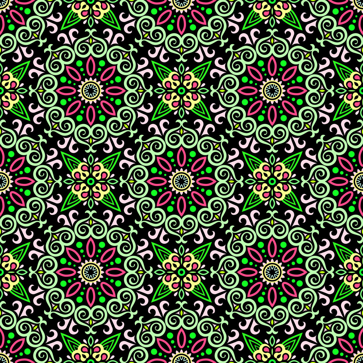 Green - Red Mandala Fabric - 138