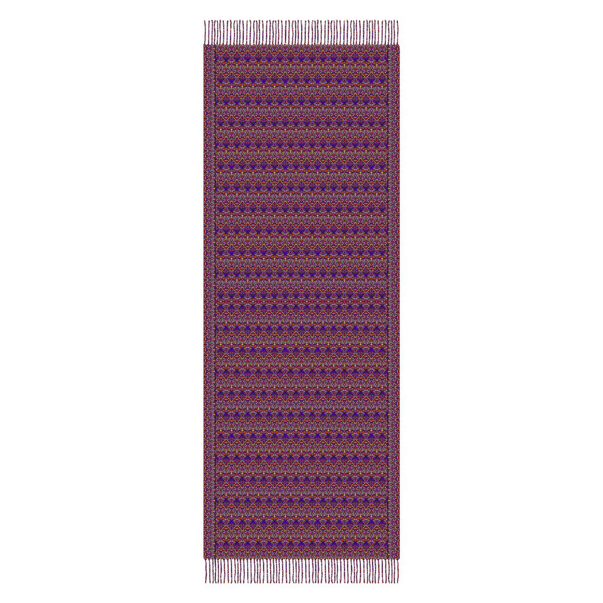 Orange - Purple - Pink Abstract Doodle Scarf with Tassels