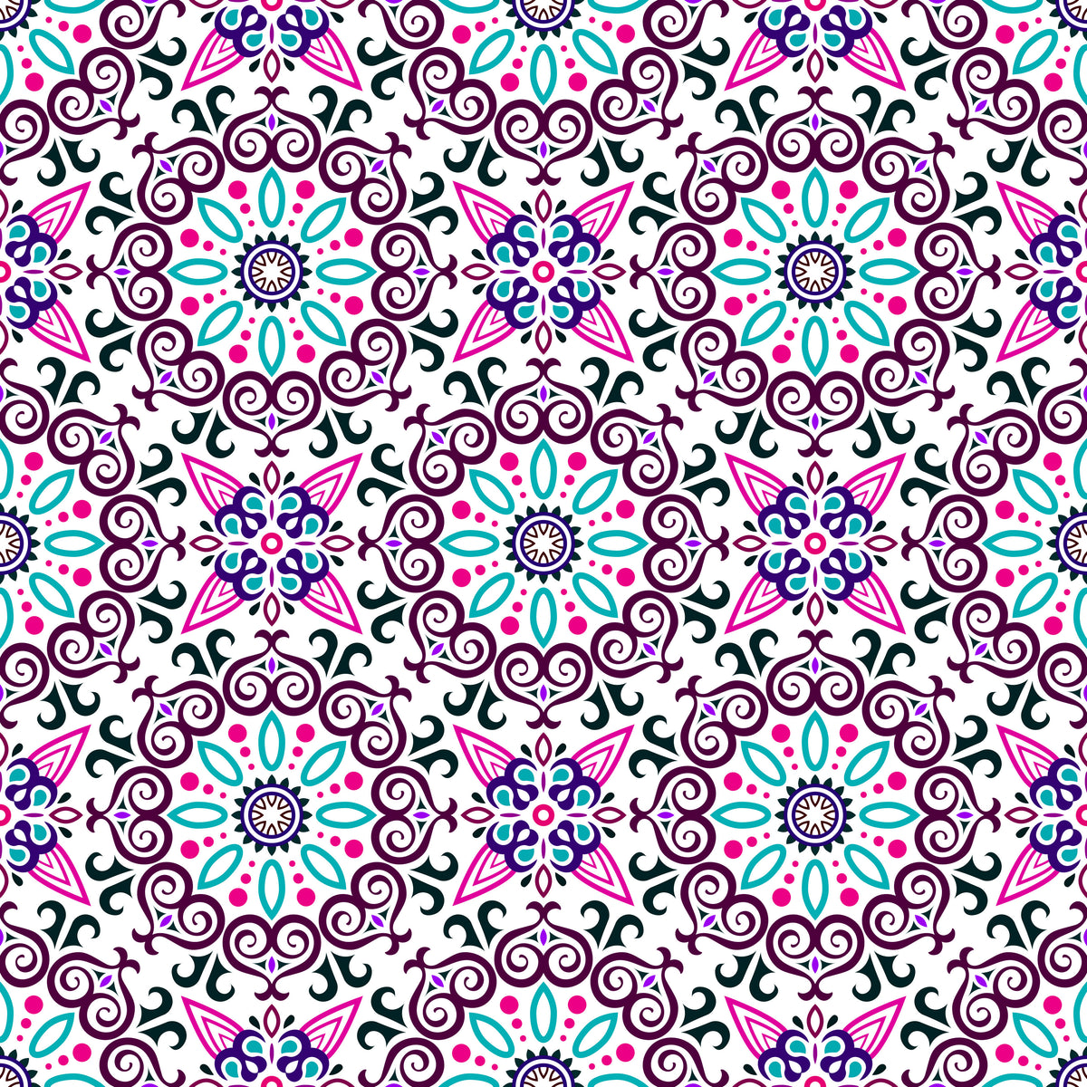Pink - Turquoise - Purple Mandala Fabric - 138i