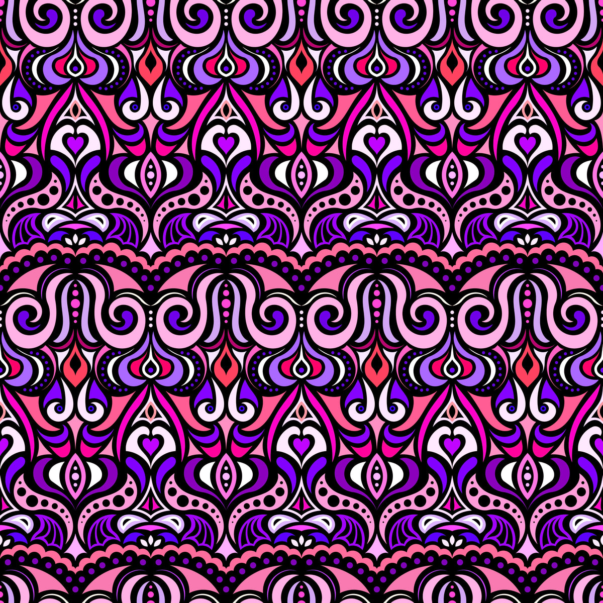 Pink - Purple Abstract Doodle Fabric 1010.2