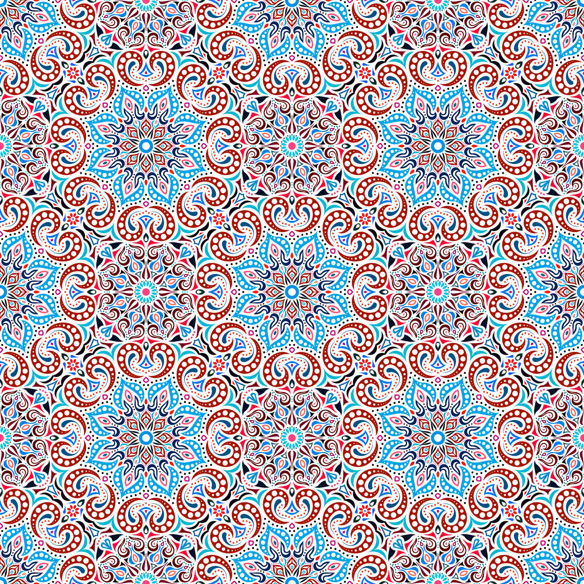 Blue - Brown - Red Mandala Fabric 2007.3i