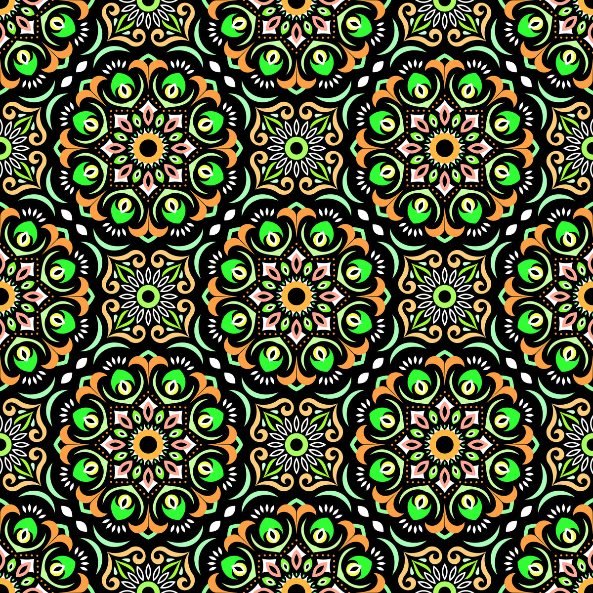Yellow - Green Mandala Fabric - 209
