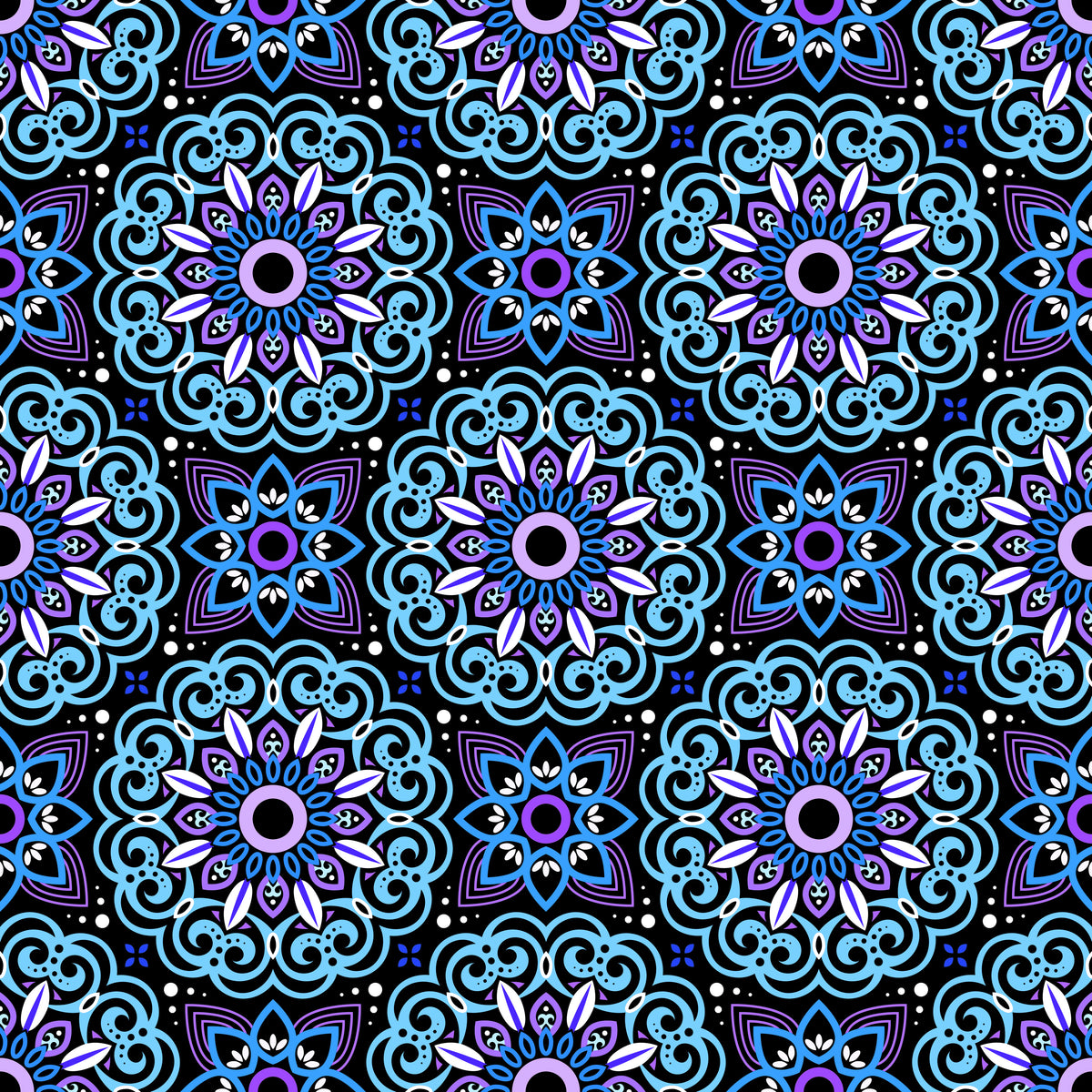 Blue - Purple Mandala Fabric - 149