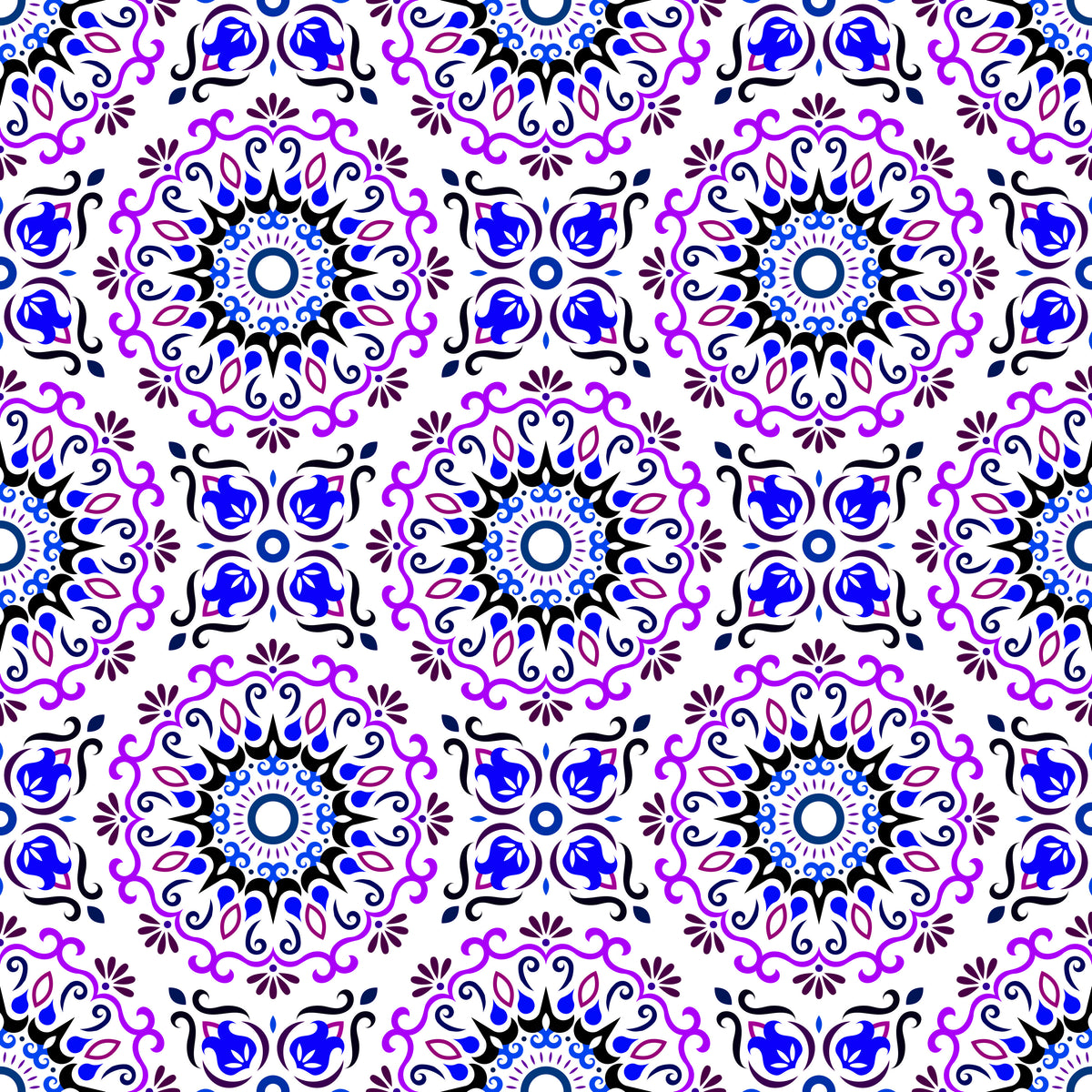 Purple - Blue Mandala Fabric - 174i
