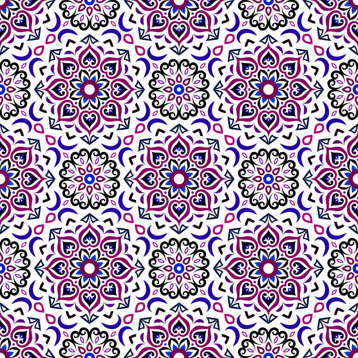 Blue - Purple Mandala Fabric - 213i