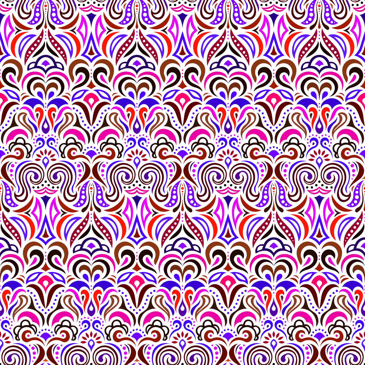 Blue - Pink - Red Abstract Doodle Fabric 1008.3i