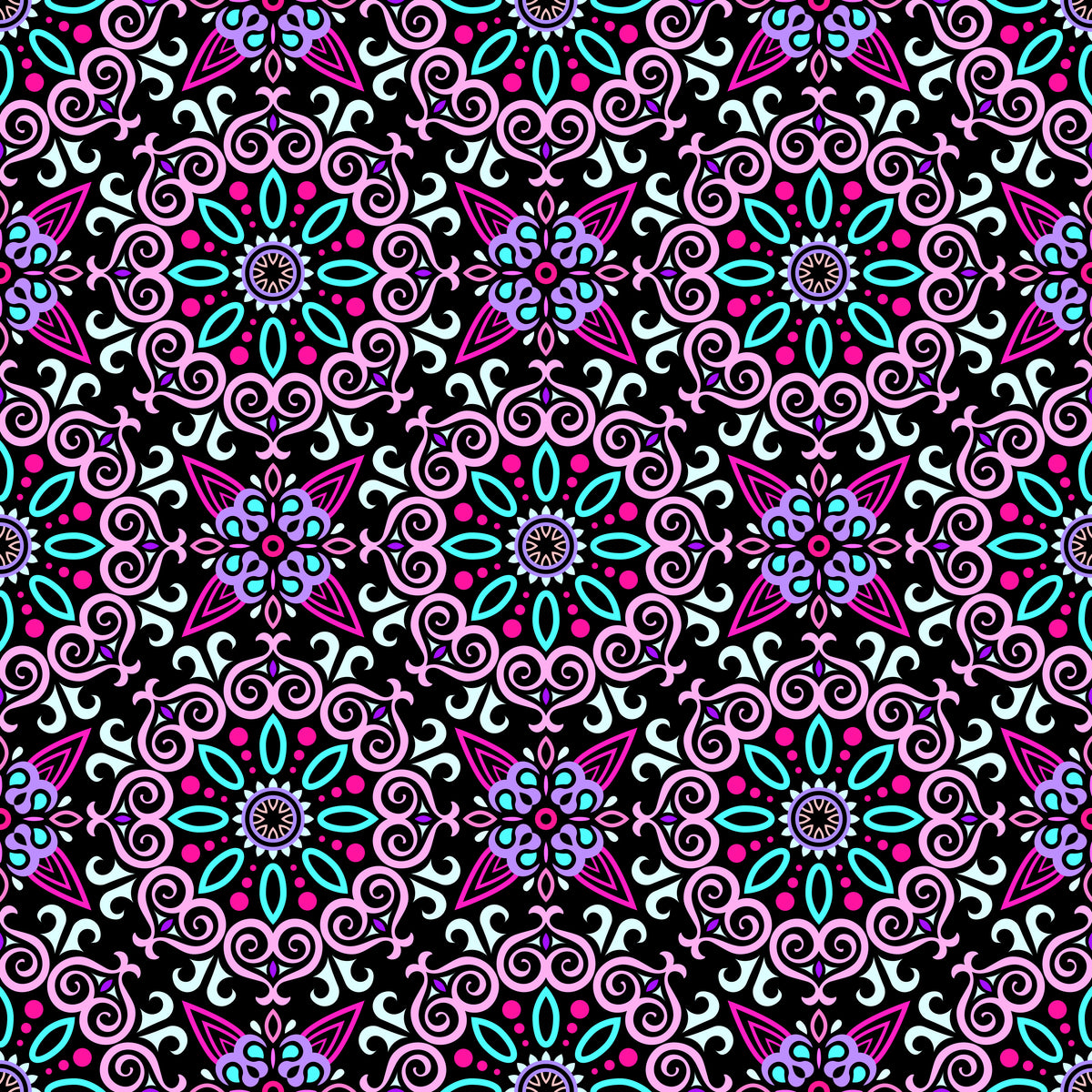 Pink - Turquoise - Purple Mandala Fabric - 138