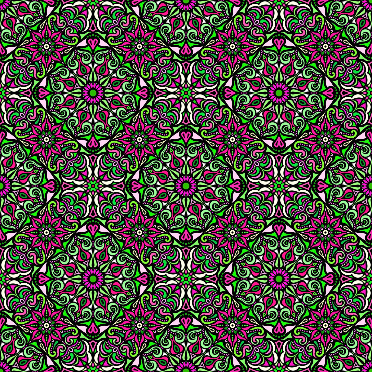 Green - Red Mandala Fabric 2007.2