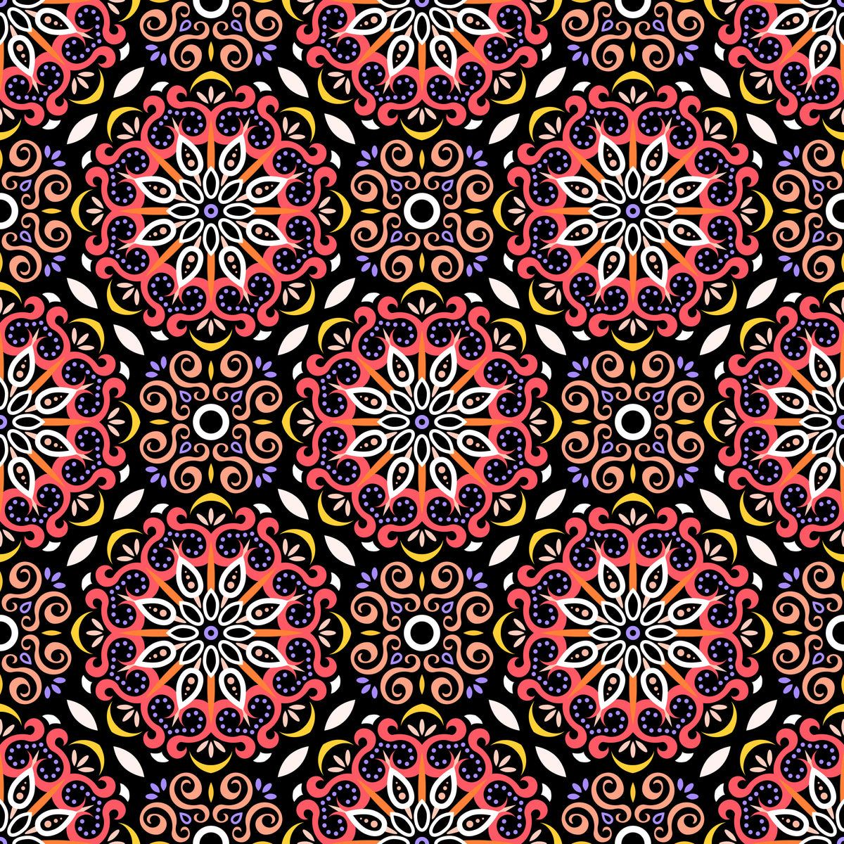 Orange - Yellow - Blue Mandala Fabric - 165