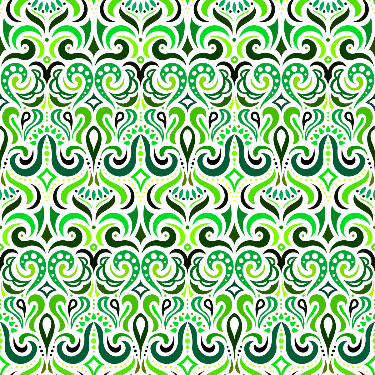 Green Abstract Doodle Fabric 1001i