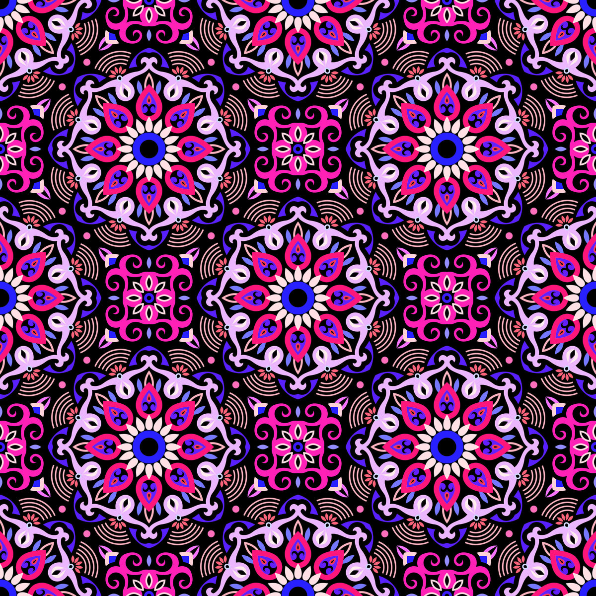 Pink - Purple - Blue Mandala Fabric - 140