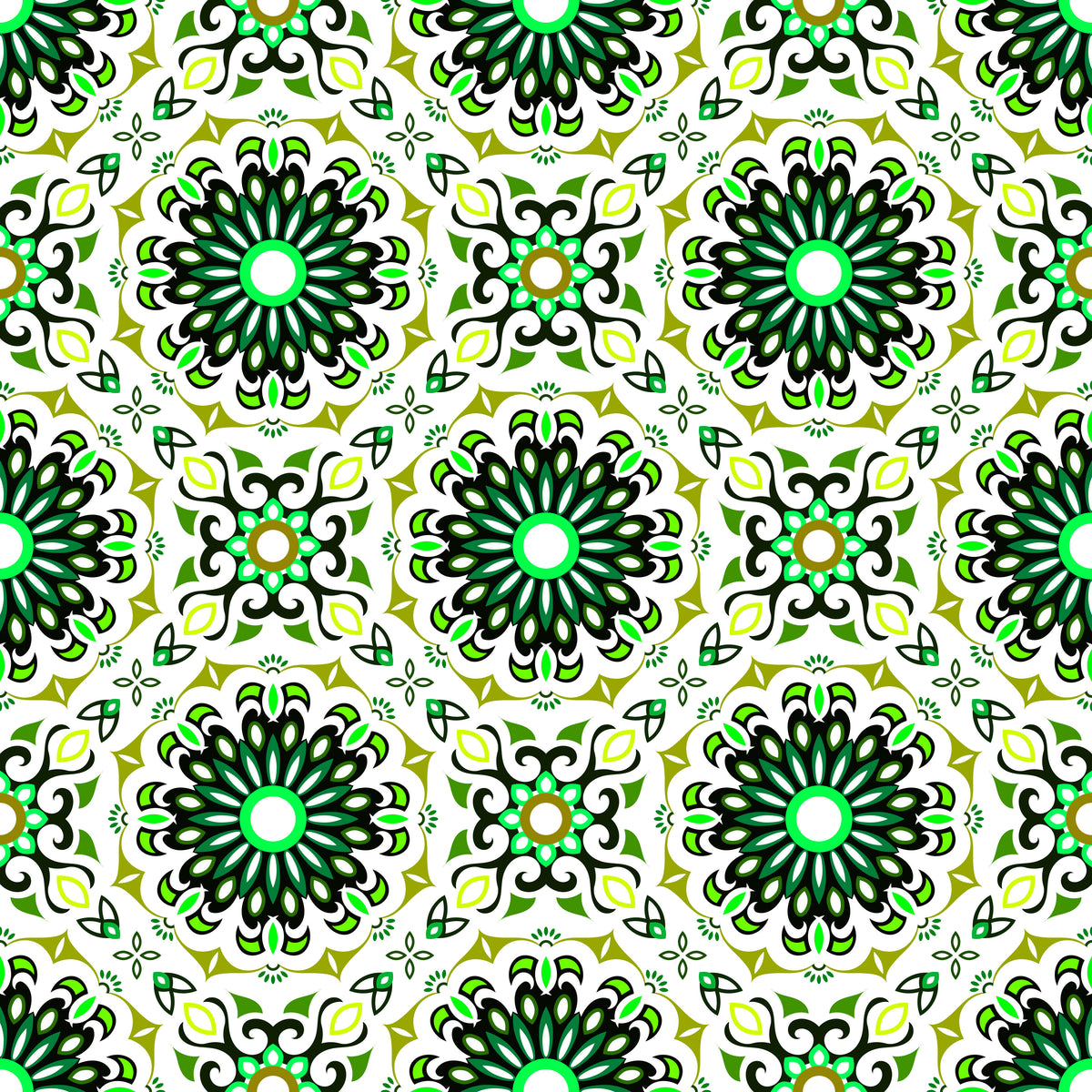 Green Mandala Fabric - 198i