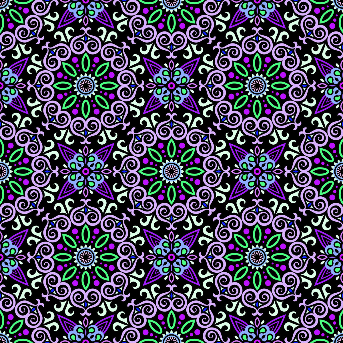 Purple - Green - Blue Mandala Fabric - 138