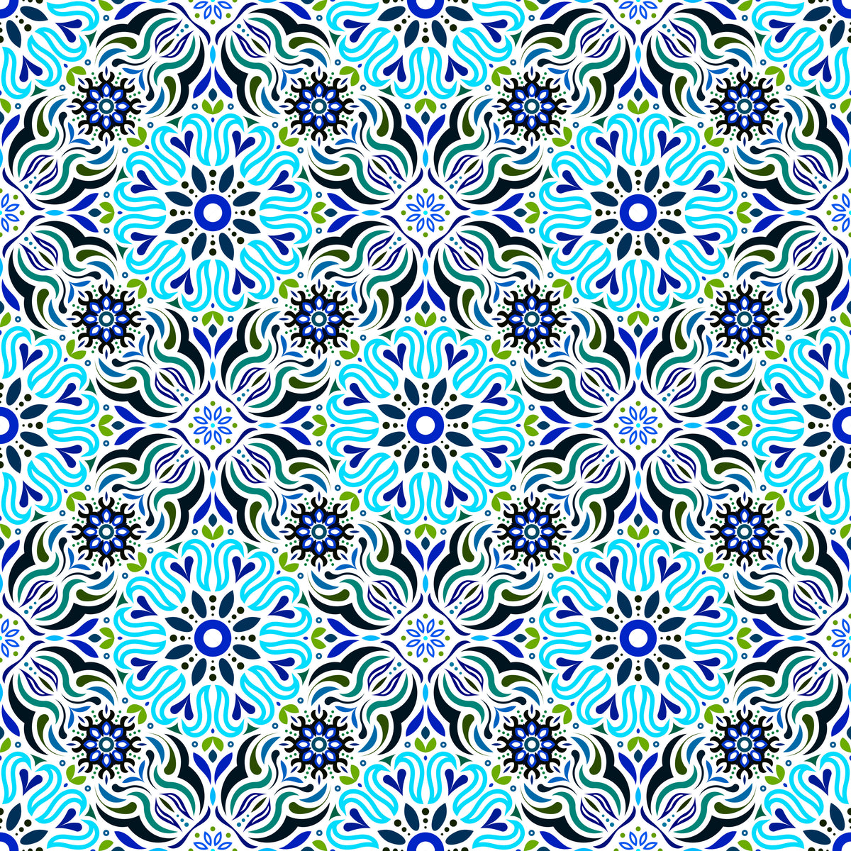 Turquoise - Blue - Green Mandala Fabric 2009.2i