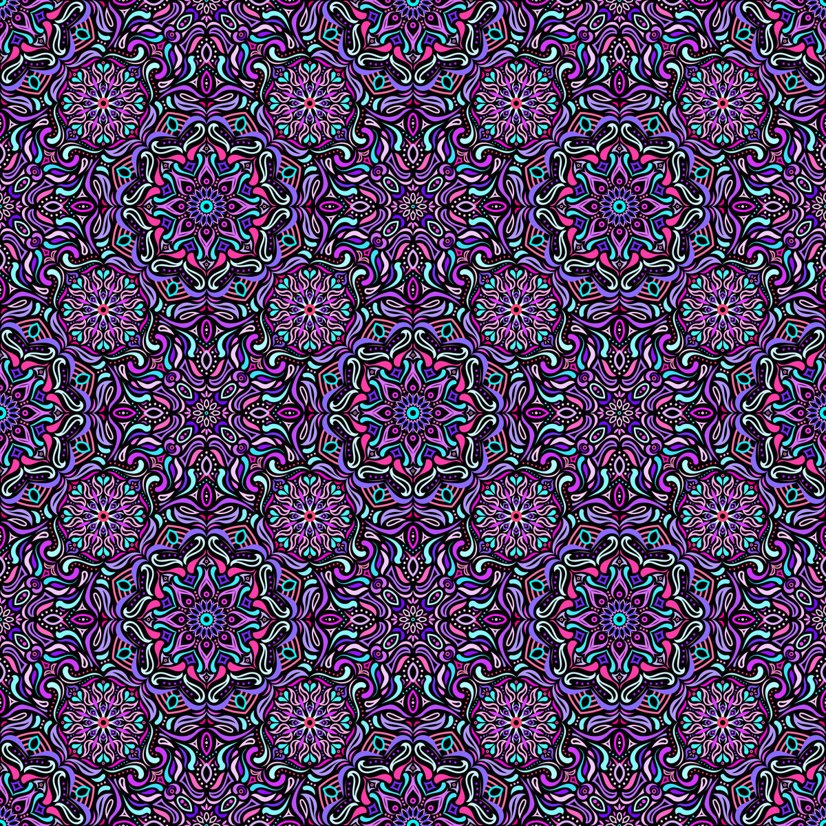Purple - Turquoise - Pink Mandala Fabric 2009.4