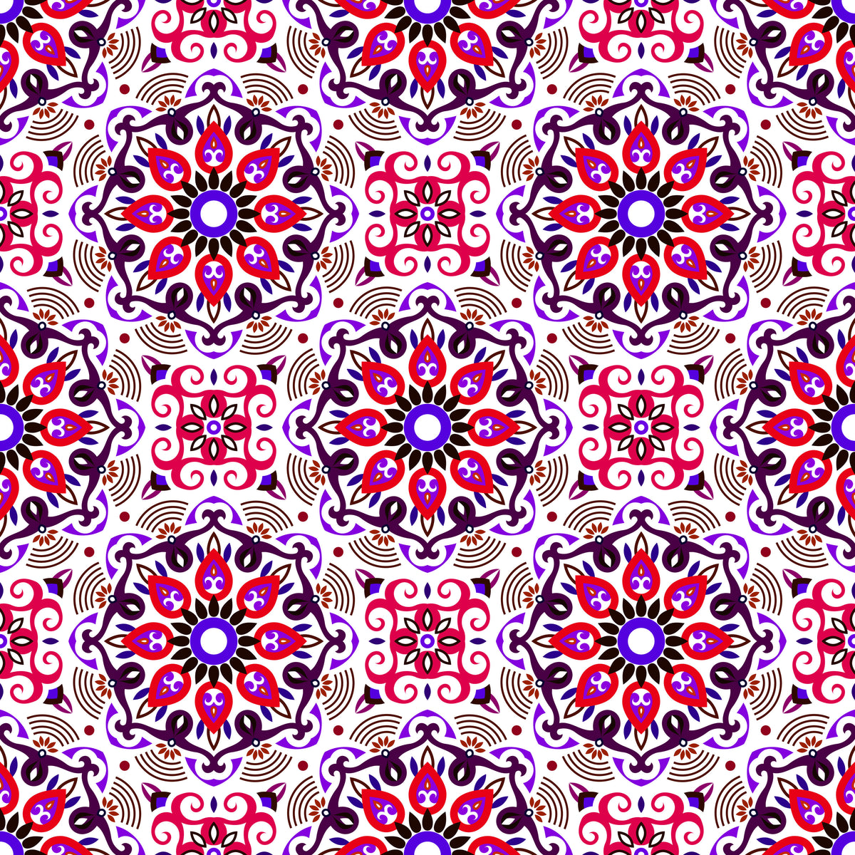 Red - Purple Mandala Fabric - 140i