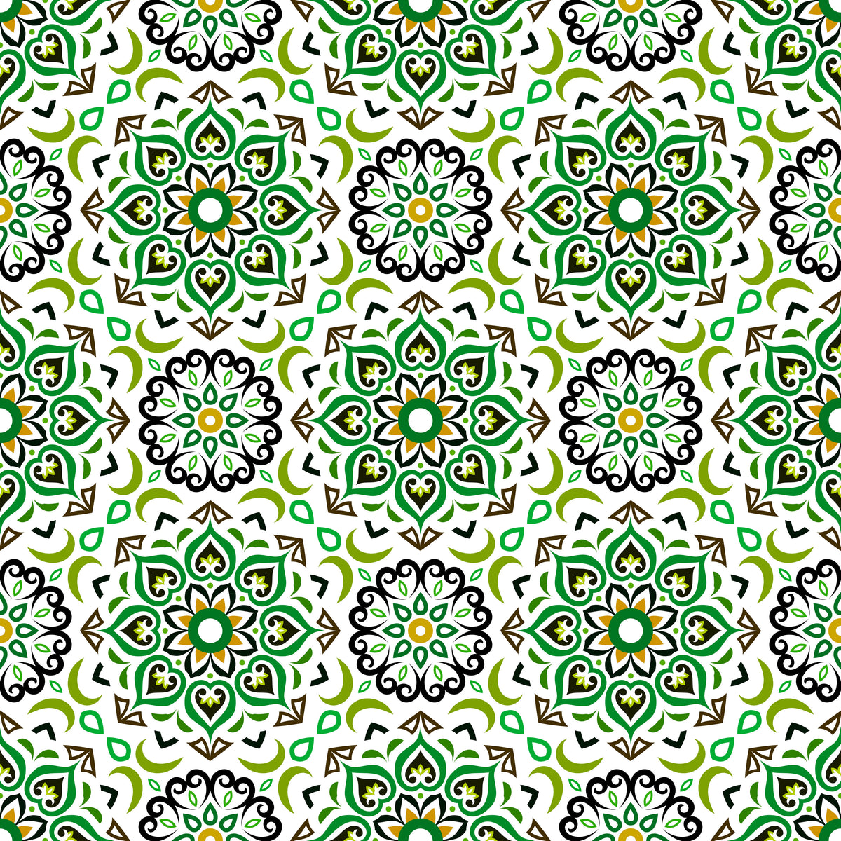 Green - Yellow Mandala Fabric - 213i