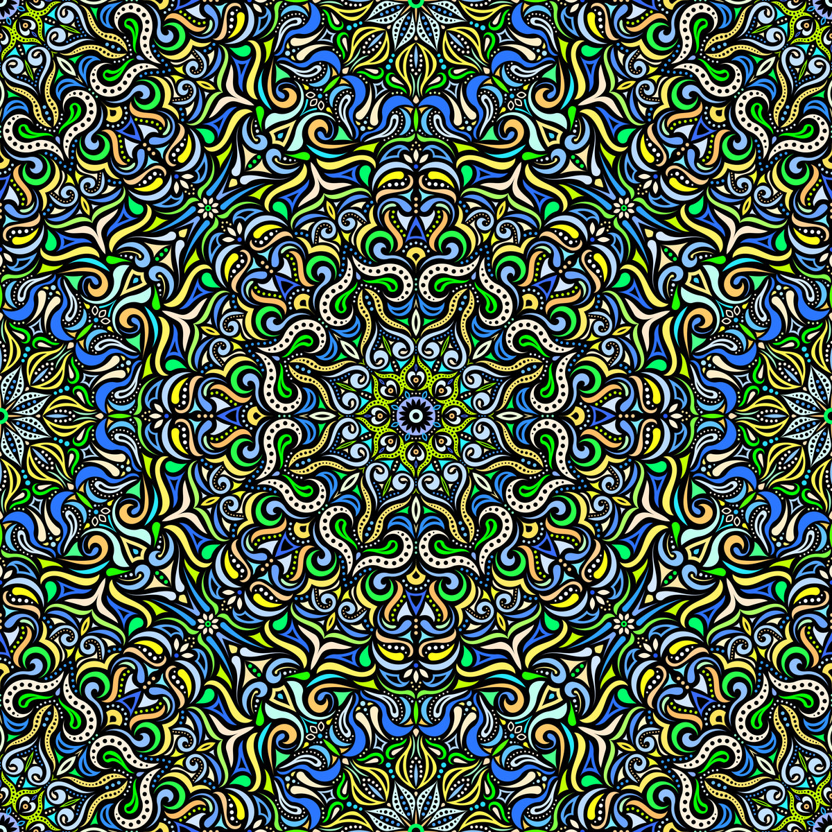 Yellow - Blue - Green Mandala Fabric 2006.3