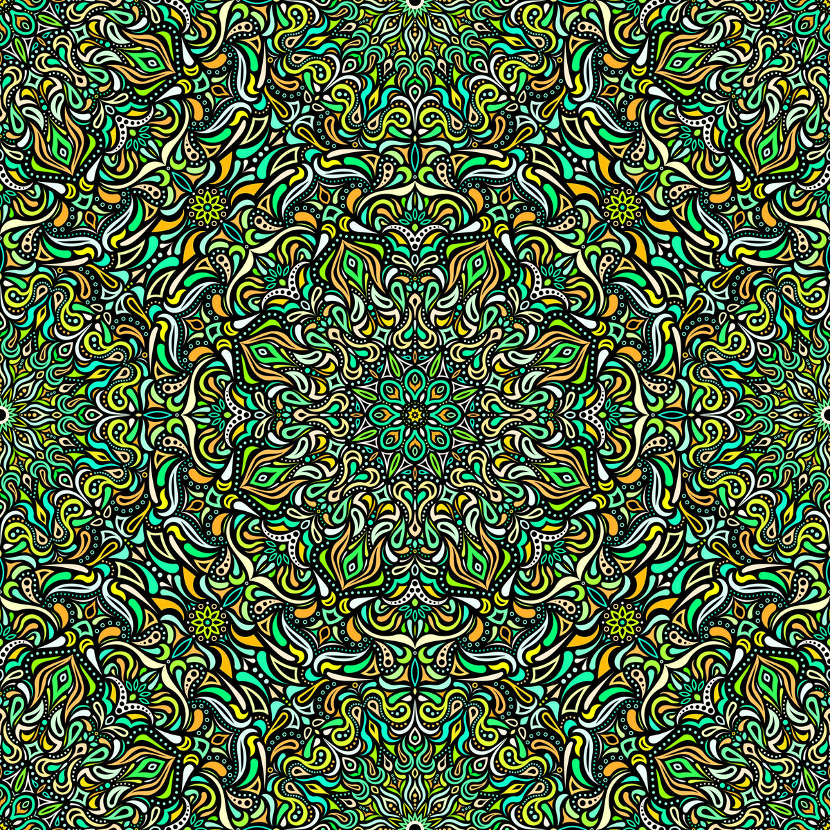 Yellow - Green Mandala Fabric 2008.1