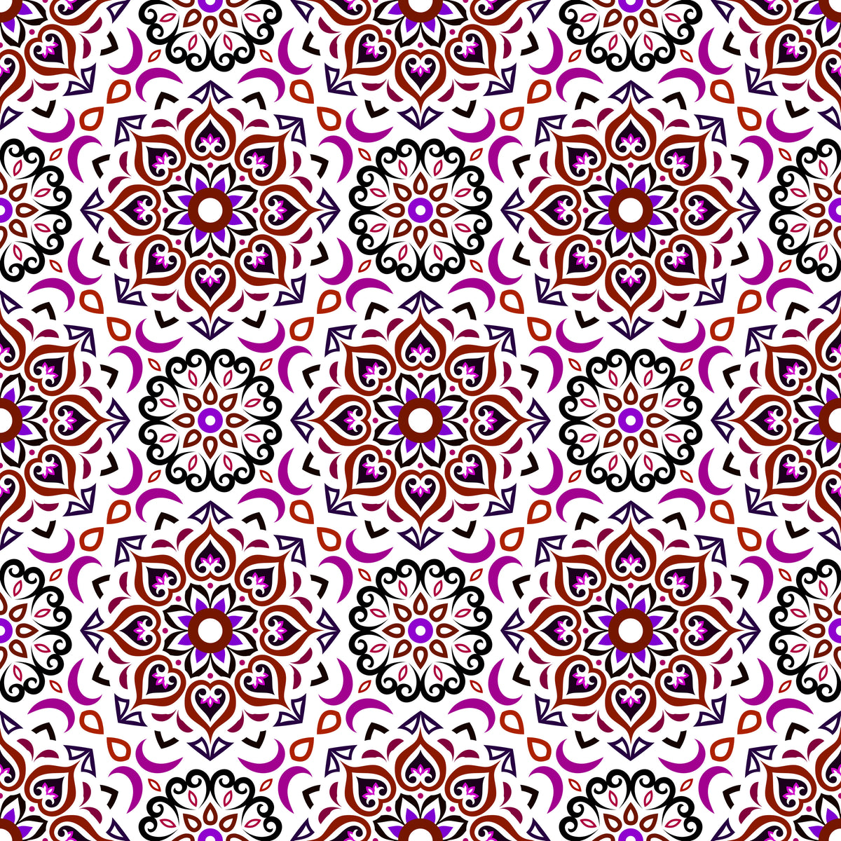 Red - Purple Mandala Fabric - 213i