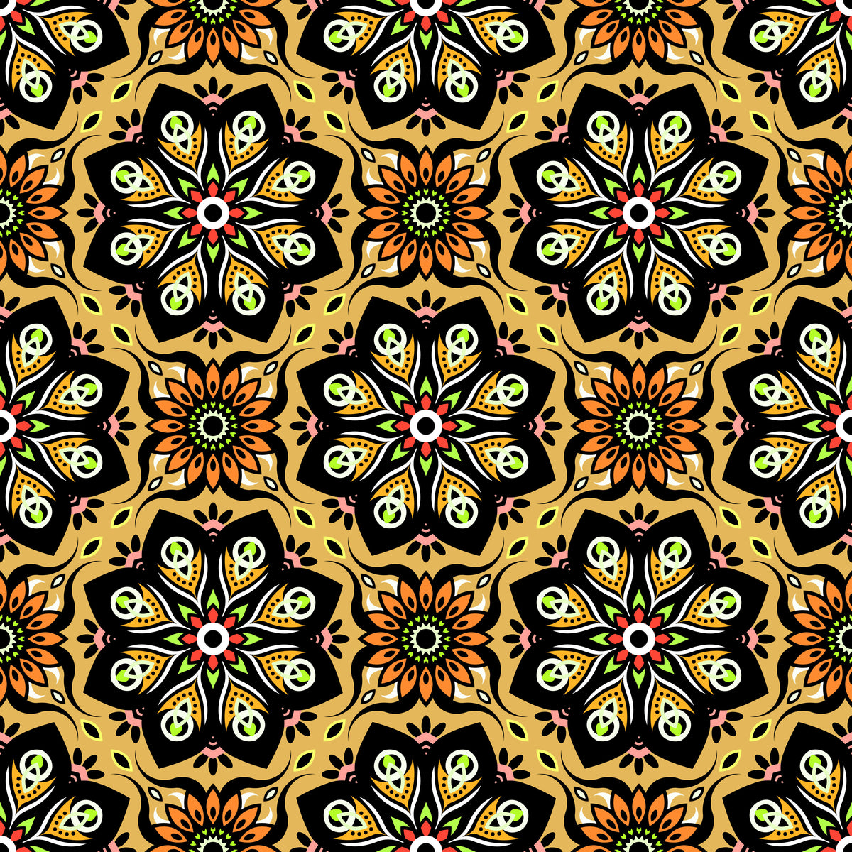 Orange - Yellow - Green Mandala Fabric - 236
