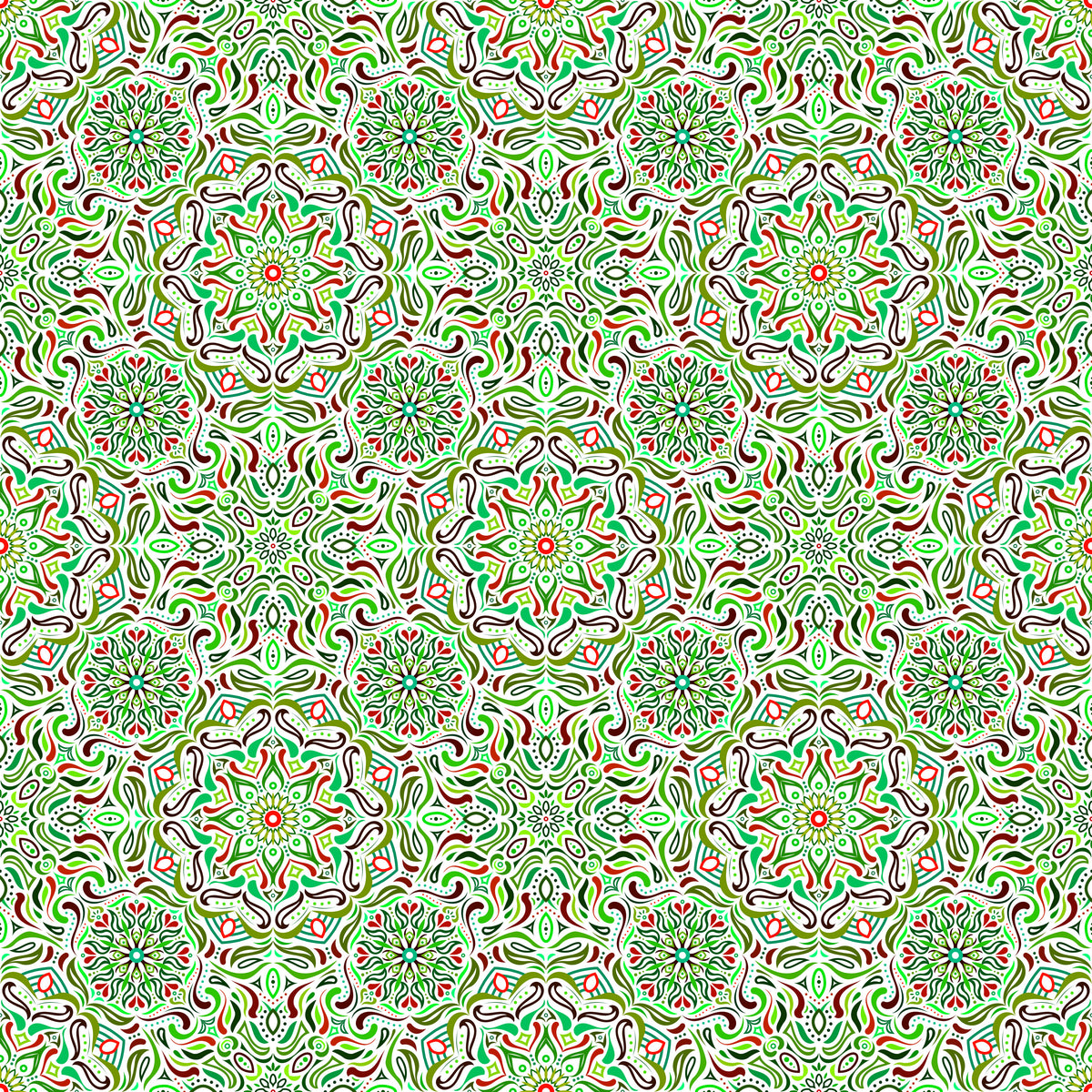 Green - Red Mandala Fabric 2009.4i