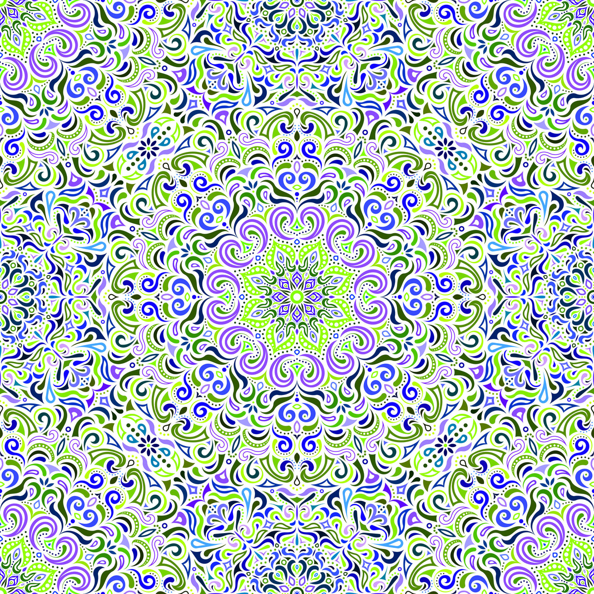 Green - Purple Mandala Fabric 2007.1i