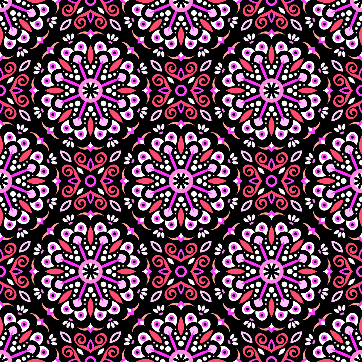 Red - Pink Mandala Fabric - 156